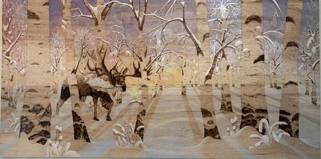 40 Below — burned wood and acrylic detail